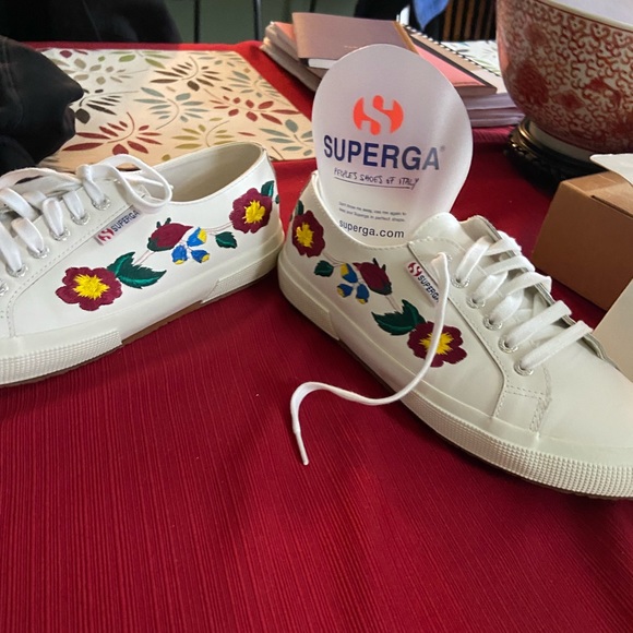 Superga White Sneaker with Floral Decal - Picture 3 of 7